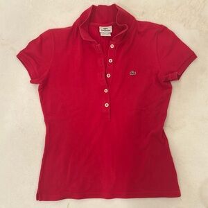 Lacoste Women’s Red Short-Sleeve Polo Top Sz 38